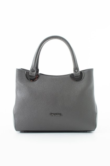 100% Genuine Leather Women's Gray Hand and Shoulder Bag - Handmade Italian Style Crossbody Model