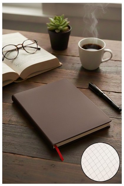 A4 Thermo Leather Cover Notebook Checkered 160 Sheets 1 Piece 21.29.7cm School Notebook Checkered Notebook Hard Cover