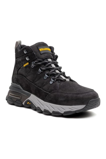 250215 Black Nubuck Genuine Leather Waterproof Outdoor Winter Half Sneaker Sports Boots Shoes