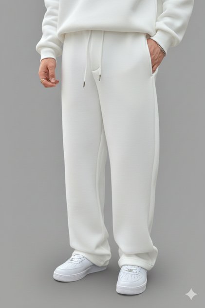 Unisex 3-Yarn Thick Winter Fleece-Lined Baggy Sweatpants | Oversized Relaxed Fit Normal Waist Jogger Pants