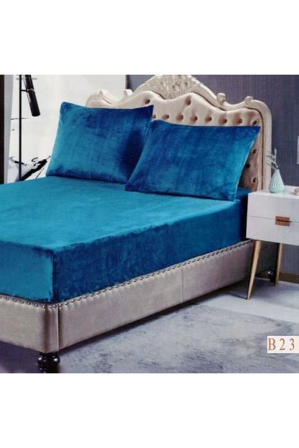 Home Velvet Stretch Sheet, Turquoise Winter Color, Single and a Half Size, 30+200*150cm
