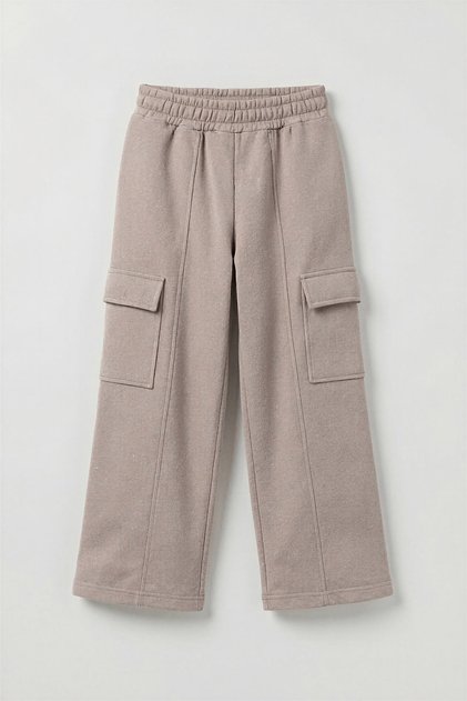 Girl's Wide Leg Cargo Pocket Pack Jogger Sweatpants – Gray