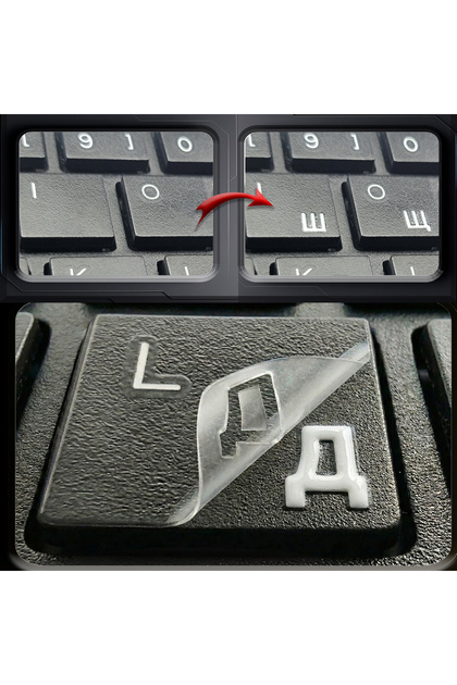 Premium Transparent 3D Russian Keyboard Stickers Labels, Waterproof, Easy Application, 48 White Letters