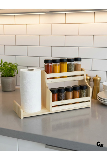 Wooden Natural 10-Piece Spice Rack and Towel Napkin Holder Glass Set (Set)(Popplar - Lime)(1 Set)