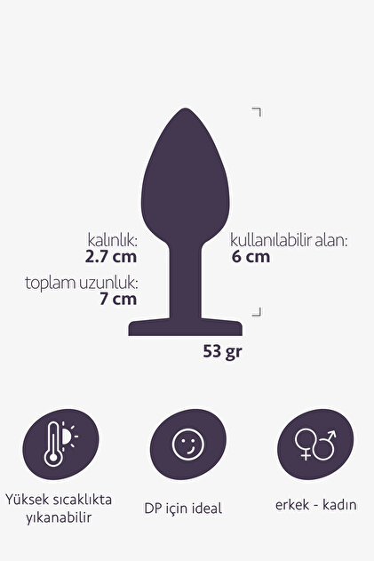 FEMSTAR Küçük Boy Çelik Anal Plug Mavi Taşlı Açıcı Alıştırıcı 7cm Fantezi  Metal Seks Ürünleri Small Tıkaç