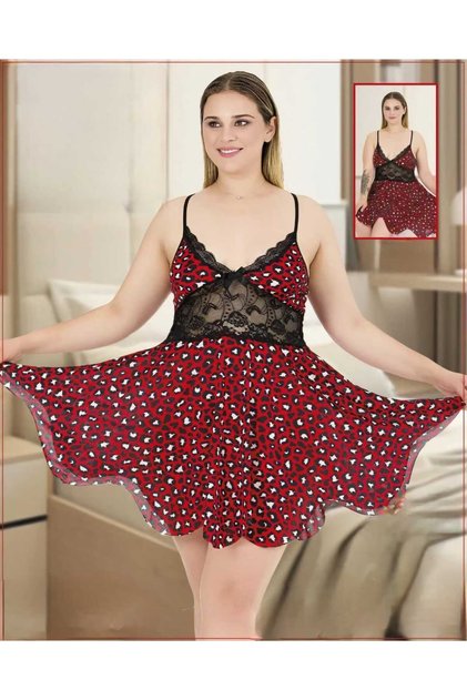 Women's Plus Size Lace Detailed Nightgown - 100% Cotton - Full Stretch Fabric