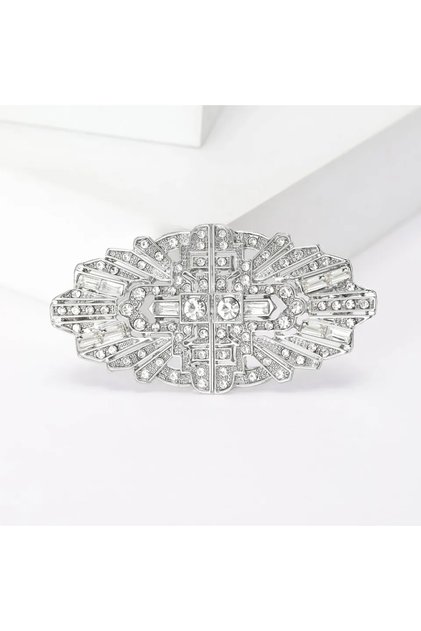 Silvery4090 Trendy Rhinestones Bridals Brooches for Women Unisex Flower Design Pins Banquets Party B