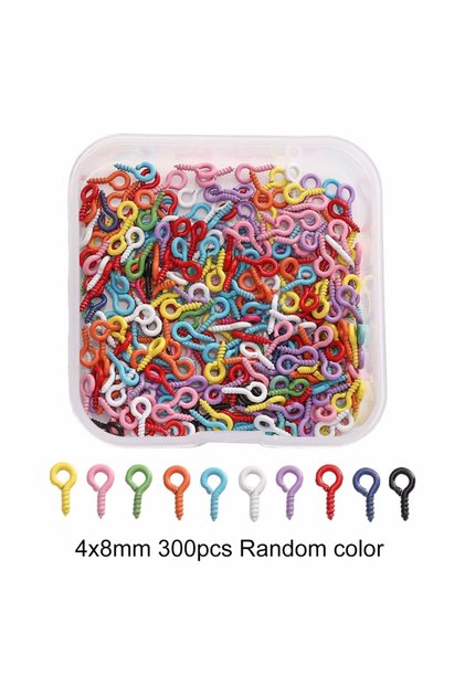 Screw Eye Pins DIY Jewelry Accessories Set Colored Bead Keychain Open Jump Rings Lobster Clasp Hook