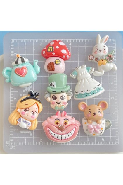 Random 10Pcs Cartoon Resin Cute Animal Ranch Style Earrings Pendant Scrapbook Craft Diy Miniature Or