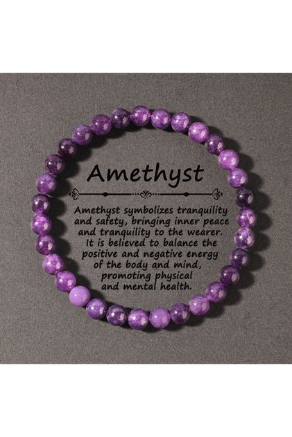 6mm Natural Stone Real Amethyst Beads Bracelets 6/8/10mm Smooth Round Beaded Bracelet Men Women Stre