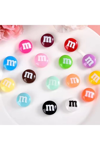 50pcs 20pcs Resin Candy Chocolate Beads M Beans Flatback Cabochon Applique Figurines Ornament Jewelr