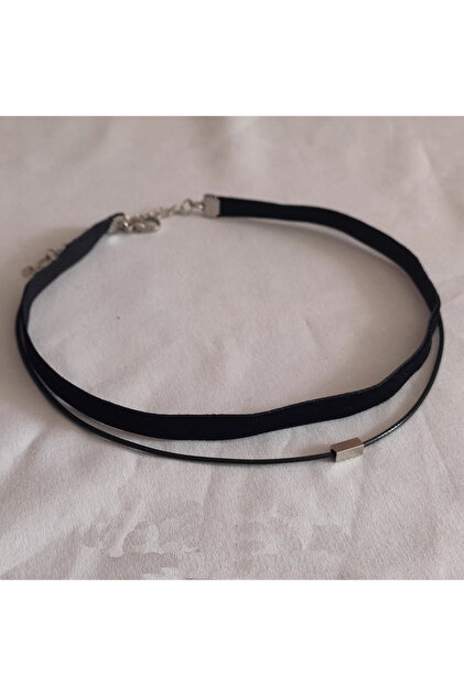 40cm Steel color Double black velvet strap choker collar short collarbone chain choker Accessory Acc