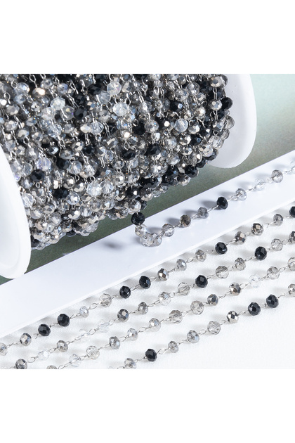 Gray 1Meter Stainless Steel Gray Beads Chain For Necklace Bracelet DIY Jewelry Making Supplies