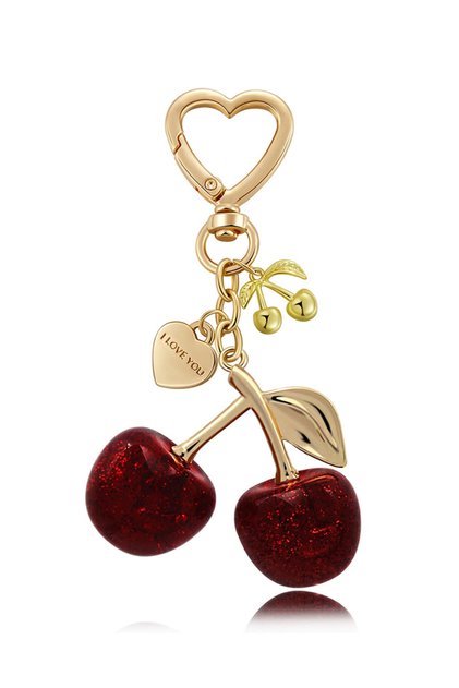 red Advanced Fashion Red Cherry Metal Keychain New Retro Versatile Design Bag Pendant Accessory