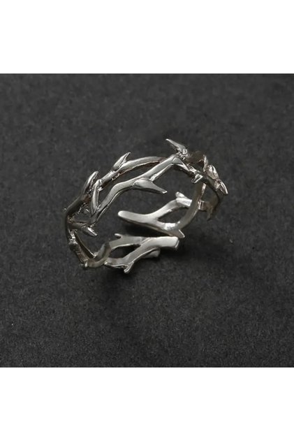 resizable 1 Vintage Goth Thorny Rose Couple Rings for Men Women Charm Irregularity Opening Stainless