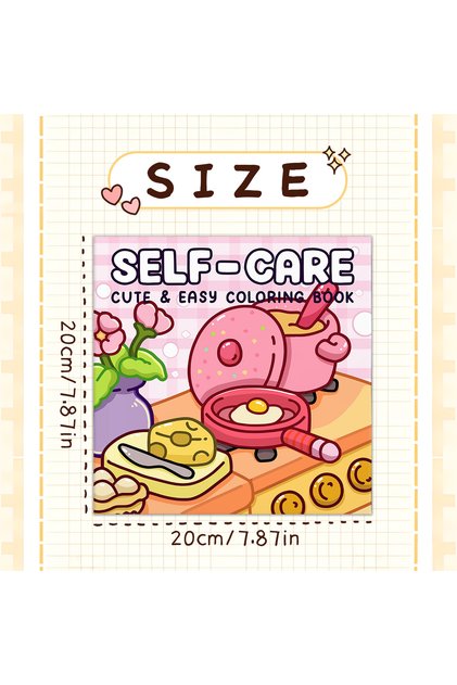 20x20cm 24pages SELF CARE Coloring Book for Adult Featuring Cartoon Bold-easy Pattern for Stress Rel