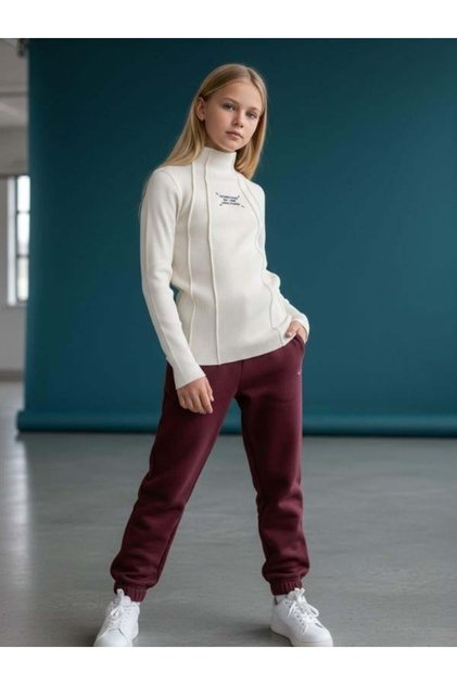 Girls' Corded Fabric Stitch Detailed Half Fisherman Long Sleeve Blouse