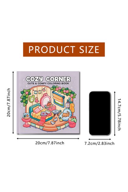 X1-1157 COZY CORNER CUTE & COMFY Coloring Book for Adults And Teens Featuring Educational Doodles Bo