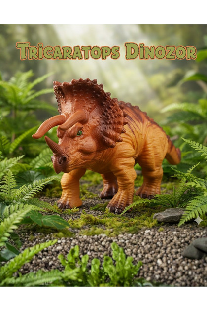 Gerçekçi Triceratops Dinozor Figürü - Eğitici Oyuncak Hayvan Modeli (20 cm)