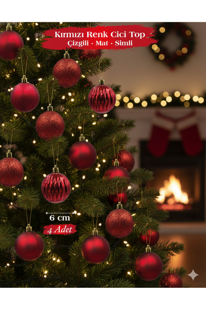 6 cm – Matte Glitter Embossed Red Christmas Ball Ornament Set of 12 Decorative Tree and Party Ornaments