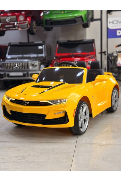 CAMARO AKÜLÜ ARABA (İSME ÖZEL PLAKA HEDİYELİ) SARI 12 volt uzaktan kumandalı