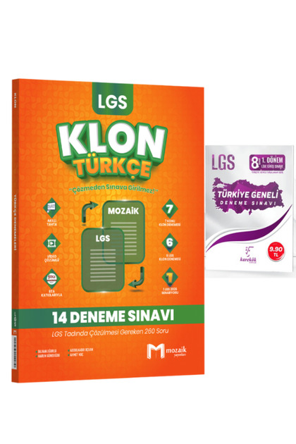 Mozaik Yayınları Mozaik Klon 8. Sınıf LGS Türkçe Denemesi - Fiyatı