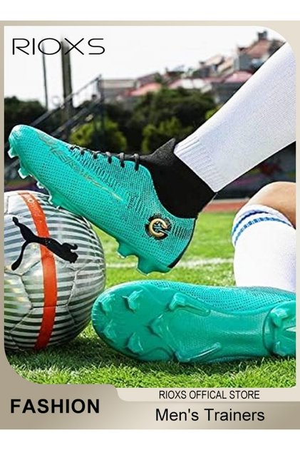 Men's Spikes Track Trainers, High-Tops Breathable Athletic Turf Spikes Shoes, Professional Soccer Sh