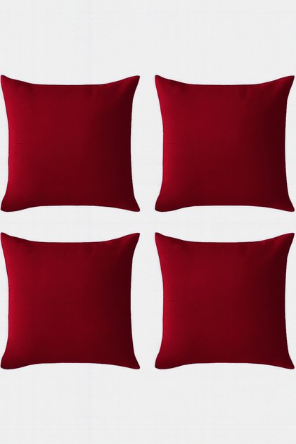 Red Throw Pillow Cover Set of 4 - Hidden Zipper - Velvet Texture - New Year's Concept