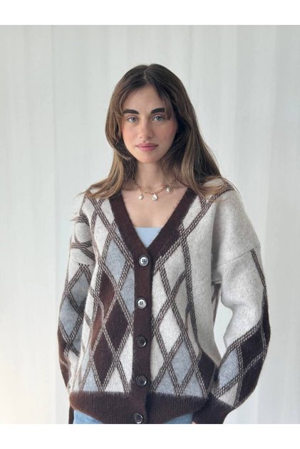 Baklava Chain Pattern Soft Women's Cardigan