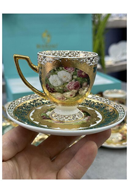 Lux Bone Porcelain 24 Carat Gold Plated Cup Set