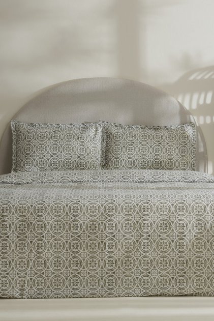 Lea 100% Cotton Single Duvet Cover Set Green
