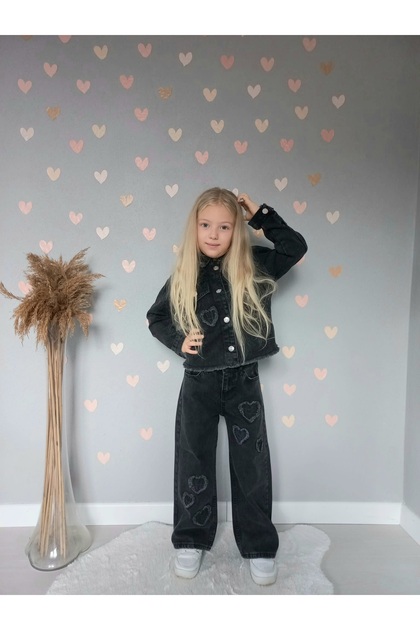 Girls' Denim Set, Top and Bottom Set, Soft and Flexible Cotton, Ninety Percent Cotton, Transitional and Festive