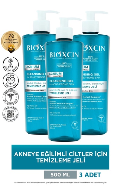 Bioxcin Acnium Sebum Dengeleyici Yüz Yıkama Jeli 3x500 Ml - Fiyatı