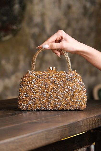Women's Rose Stone Evening Dress Clutch Portfolio Bag