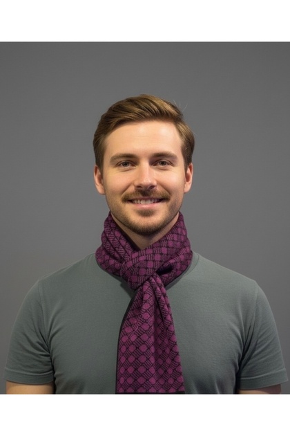 Men's Double-Sided Diamond Pattern Scarf - Warm - Kaşkol Soft Knitwear Winter Premium