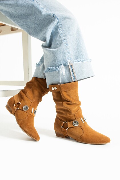 Jules Suede Buckle Short Women's Boots