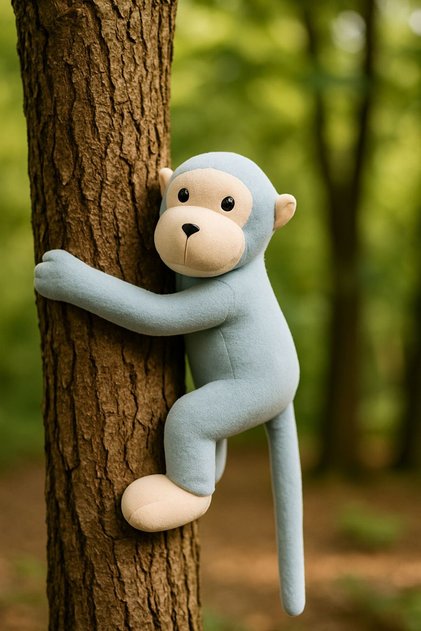Elleri Yapışan Oyun Ve Uyku Arkadaşı Peluş Maymun Oyuncak Sarılan Maymun Açık Mavi
