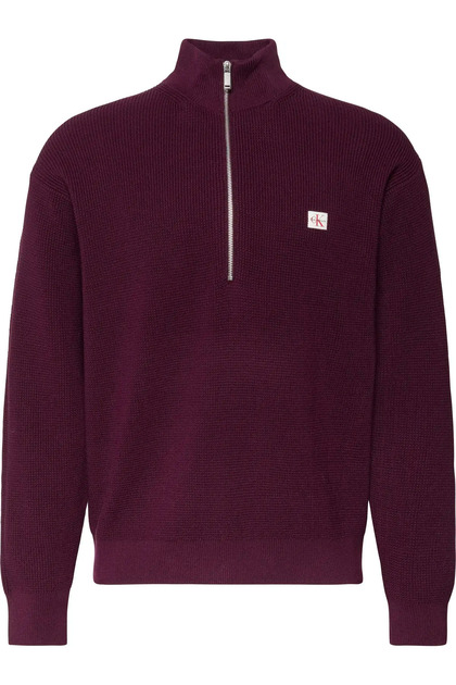 LS EZ COTTON WAFFLE QUARTER ZIP Erkek Bordo Sweatshirt