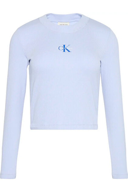 LS MONOLOGO BABY TEE Kadın Mavi Uzun Kollu T-Shirt