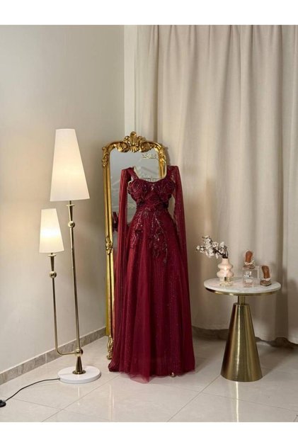 6189-فستان سهرة ساتر (لونين)