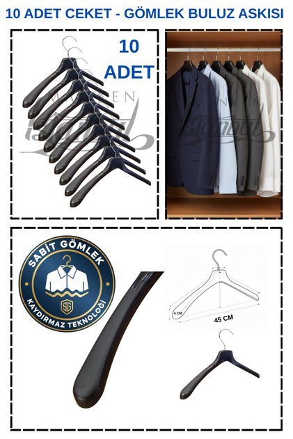 10 Pieces Non-Slip Abs Plastic Clothes Hangers Coat Hangers Shirt Hangers Buluz Hangers Clothing Hangers