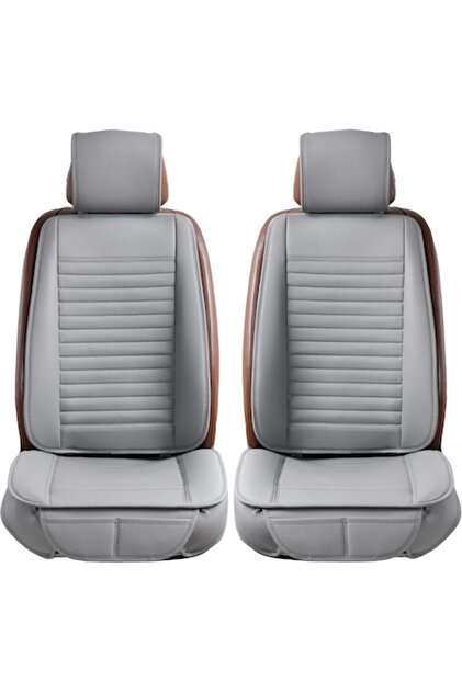 Set de 2 huse pentru scaune auto, universale, antiderapante, respirabile, cu buzunare, gri