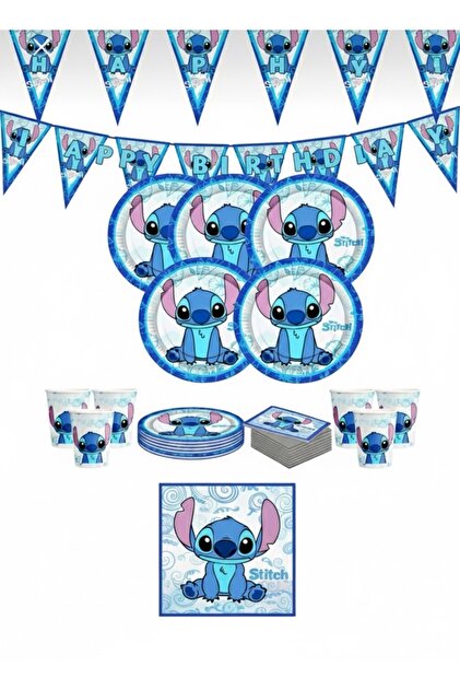 Stich 8 kişilik doğum günü parti seti