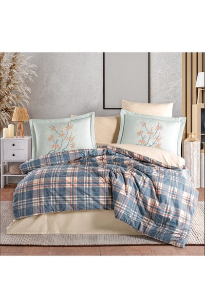 Double Poplin Duvet Cover Margeret Blue