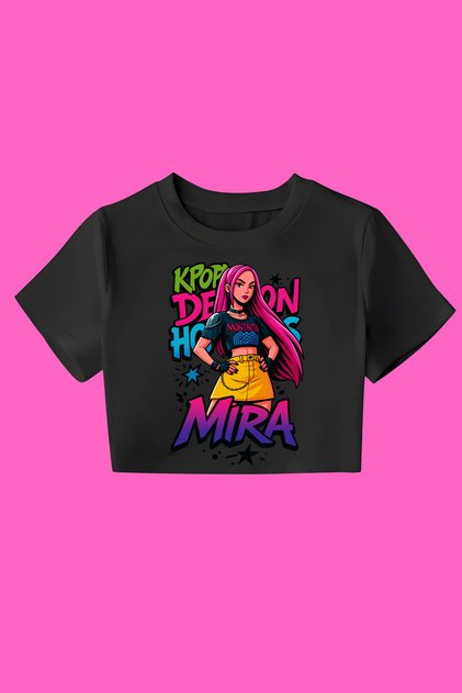 K-Pop Demon Hunters Huntrix Printed Cropped Crop Top Slim Fit