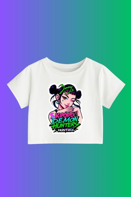 K-Pop Demon Hunters Huntrix Printed Cropped Crop Top Slim Fit