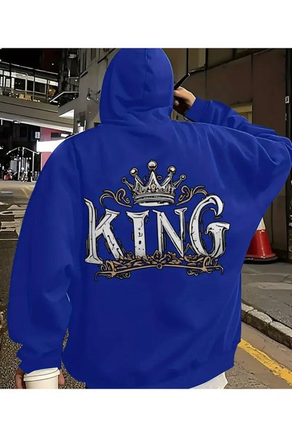 Hooded Sweatshirt with Back King Print Detail