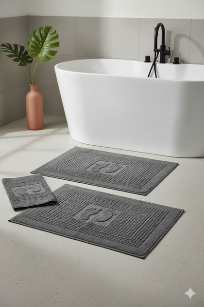 Set 3 prosoape pentru picioare de baie, antracit