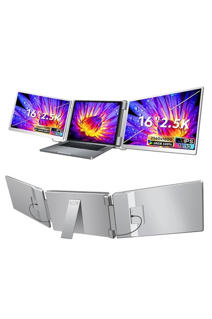 Extensie Laptop cu 2 Ecrane AATAB, 2x 16 inch, IPS 2.5K 2560x1600, 100% sRGB, USB-C/USB-A/HDMI, Portabila si Ajustabila, Geanta Inclusa
