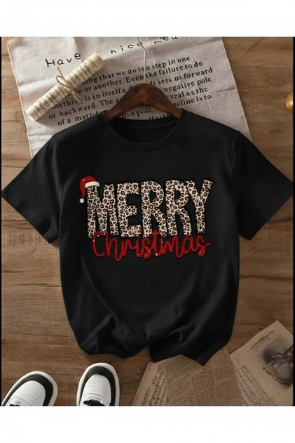 Unisex New Year Special Themed Merry Christmas Printed Basic Crew Neck Regular T-Shirt 100% Cotton